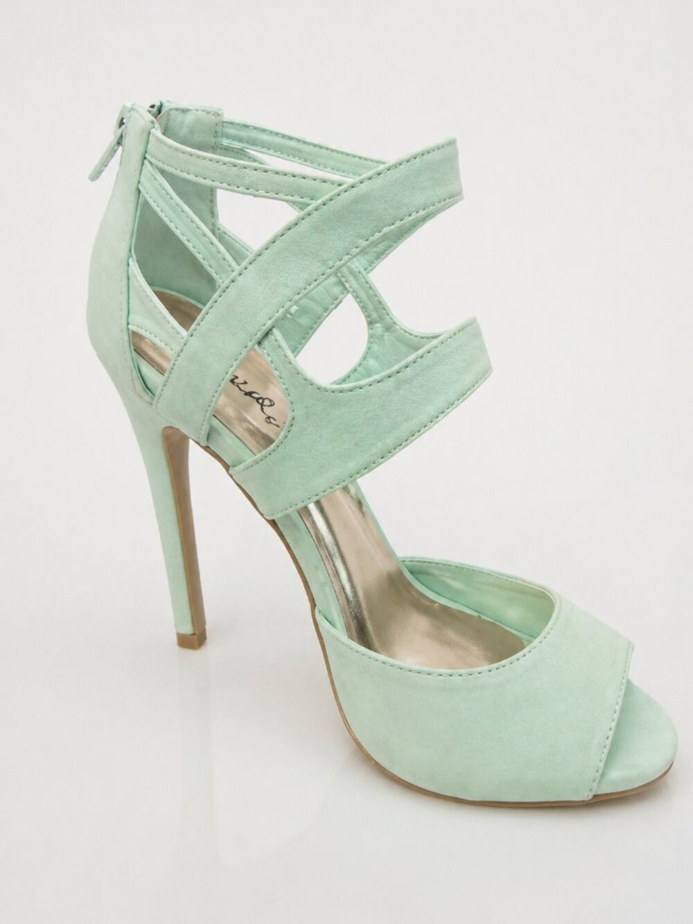 Qupid Menthol Nubuck PU Strappy High Heels Open Toe Stiletto Sandals Women’s